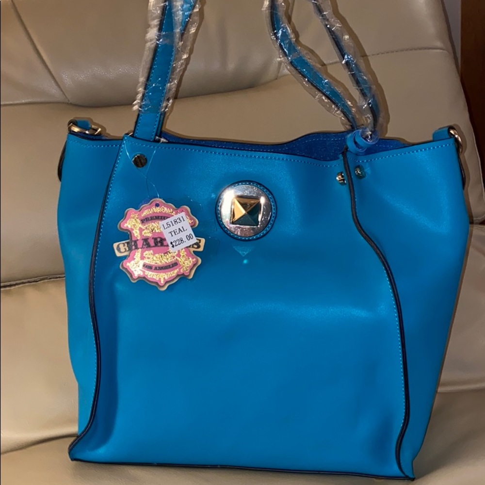 Oversized teal charmes bag
